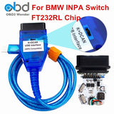 Newly Released For BMW Inpa K DCAN USB Cable With Switch FTDI FT232RQ Chip INPA K+CAN Car Diagnostic Scanner Ediabas
