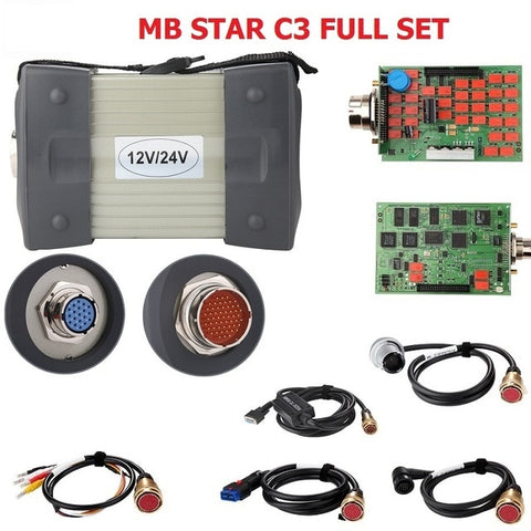 MB Star C3 Full Set With 5 Cables Auto Diagnostic tool MB C3 with v2019.3 HDD MB Star C3 Engine Analyzer multi-language