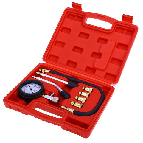 9 PCS Petrol Gas Engine Cylinder Compressor Gauge Meter Test Pressure Compression Tester Leakage Diagnostic Post Free